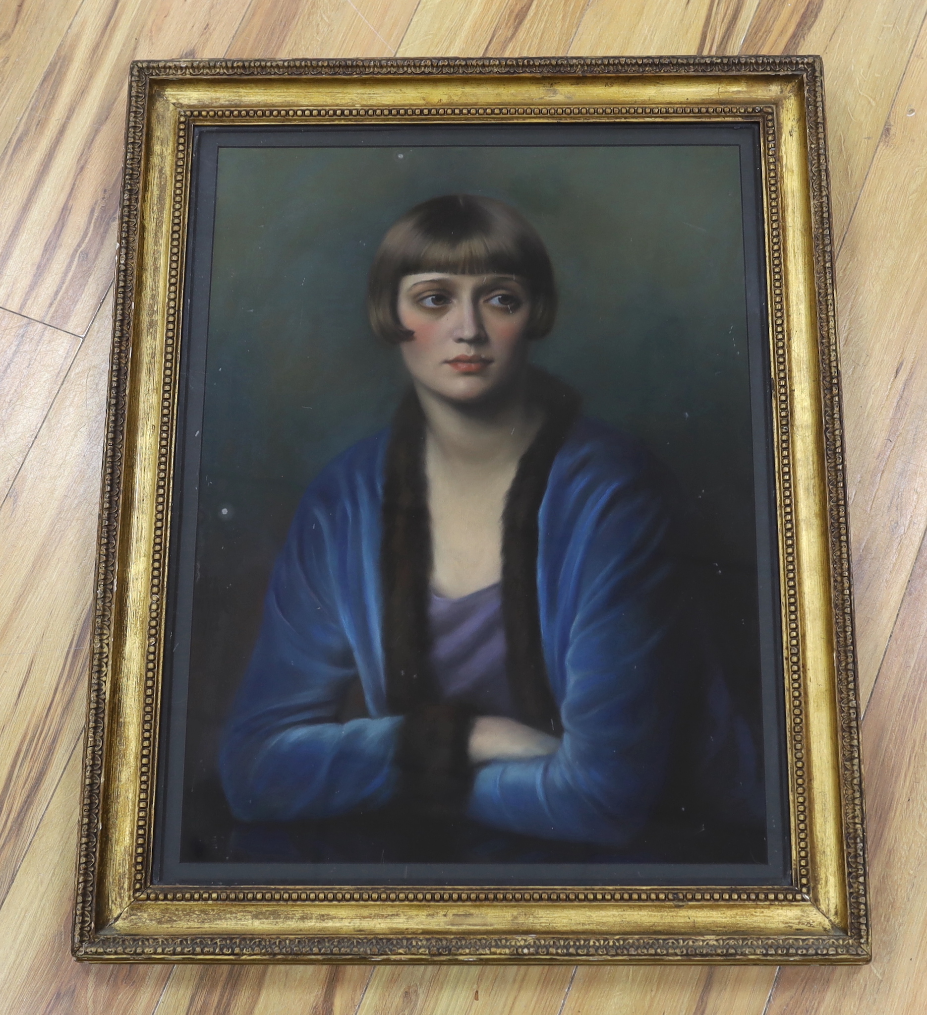 Eva Sawyer (20th. C), pastel, Portrait of an Art Deco woman, signed and dated 1926, 67 x 47cm